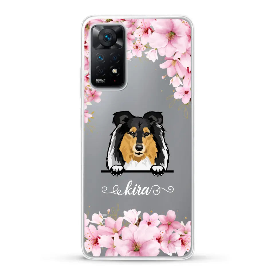 Fleurs et chiens - Coque de téléphone personnalisée