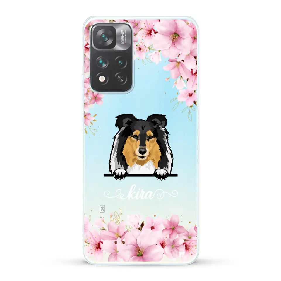 Fleurs et chiens - Coque de téléphone personnalisée