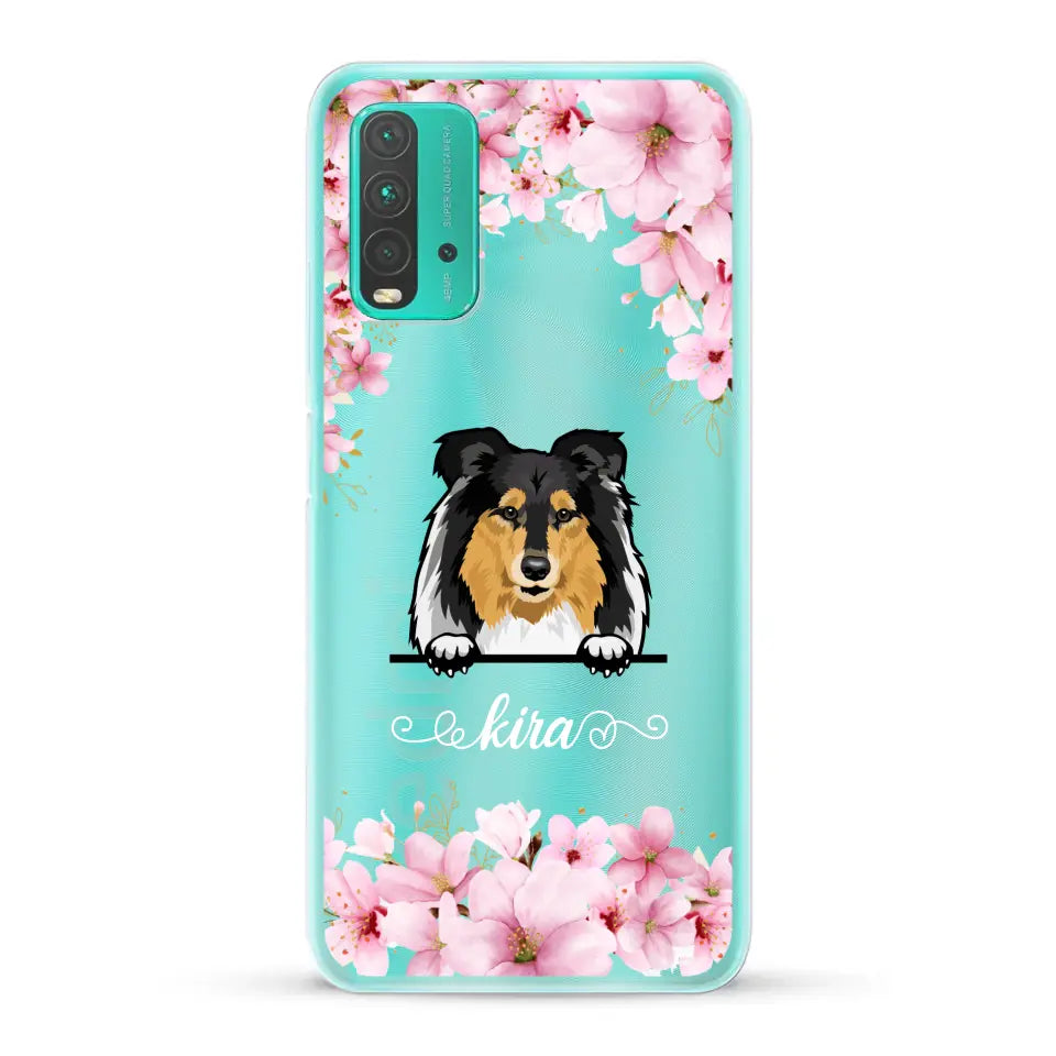 Fleurs et chiens - Coque de téléphone personnalisée