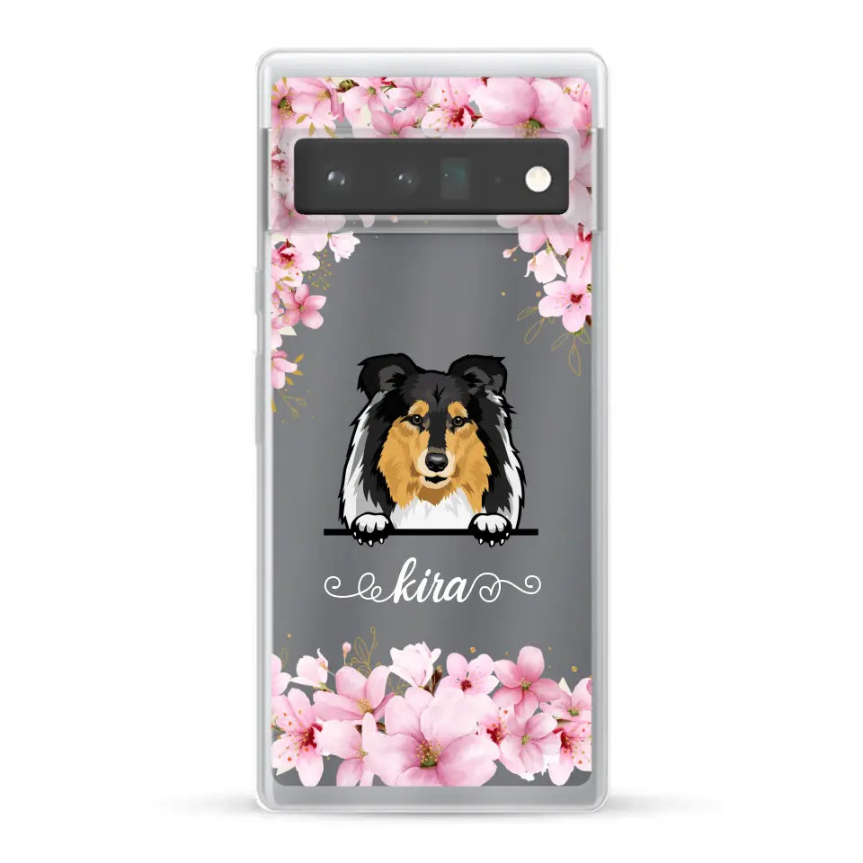 Fleurs et chiens - Coque de téléphone personnalisée