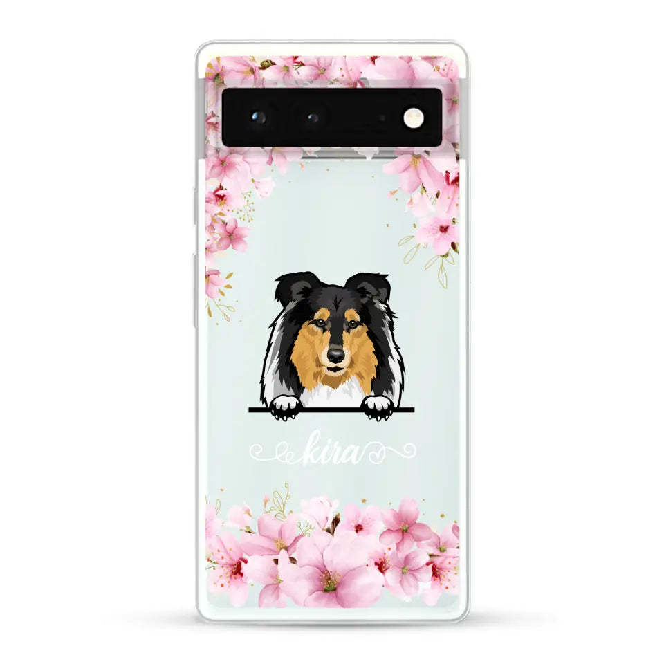 Fleurs et chiens - Coque de téléphone personnalisée