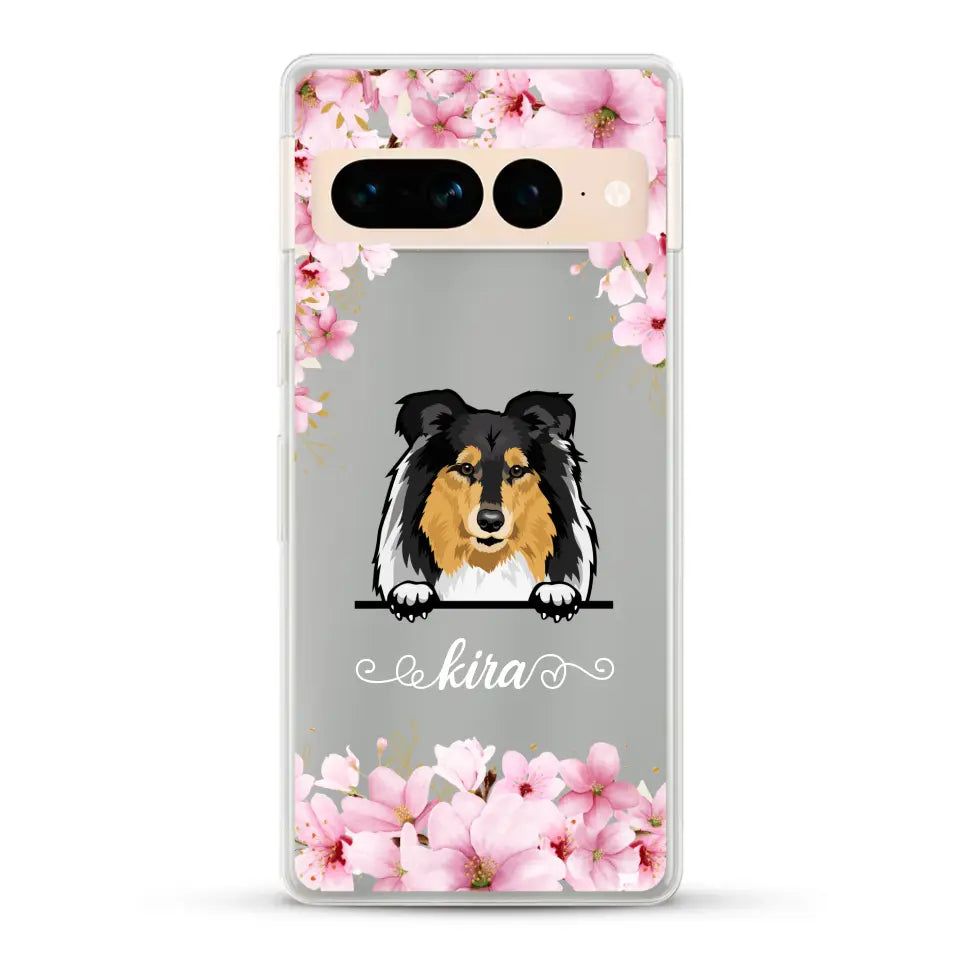 Fleurs et chiens - Coque de téléphone personnalisée