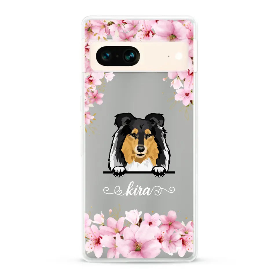 Fleurs et chiens - Coque de téléphone personnalisée