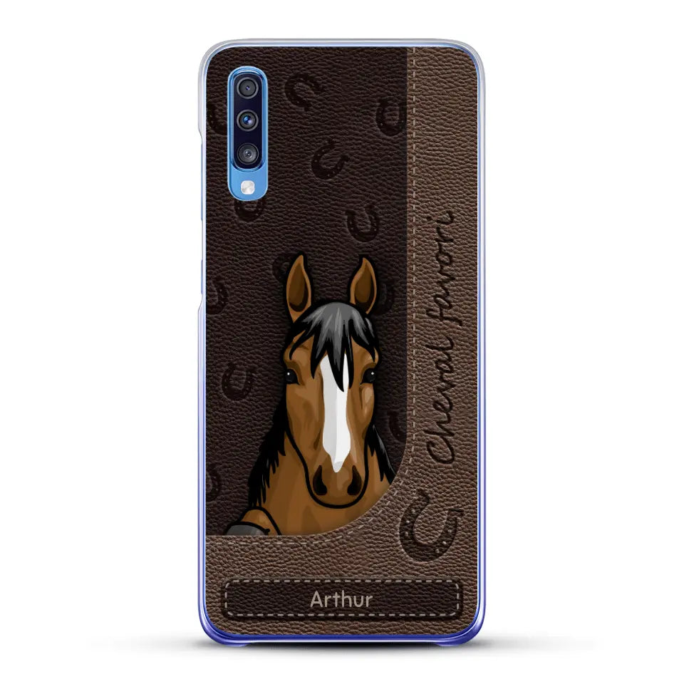 Chevaux curieux aspect cuir - Coque de téléphone personnalisée