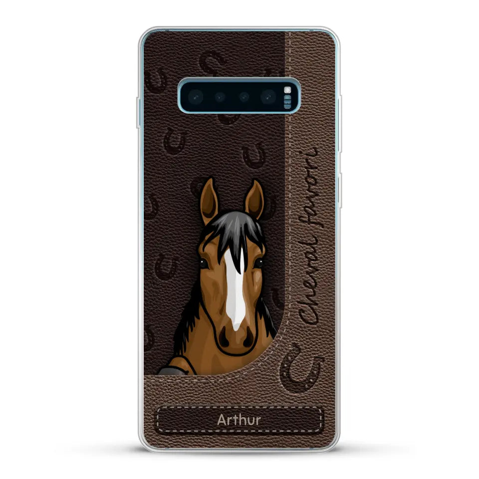 Chevaux curieux aspect cuir - Coque de téléphone personnalisée
