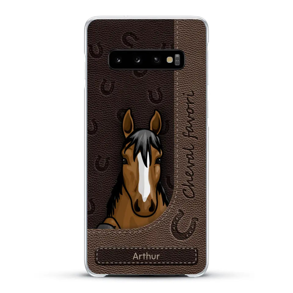Chevaux curieux aspect cuir - Coque de téléphone personnalisée