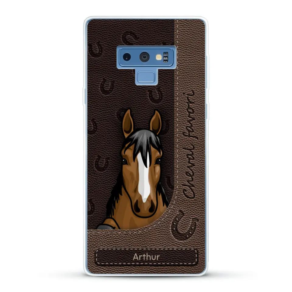 Chevaux curieux aspect cuir - Coque de téléphone personnalisée