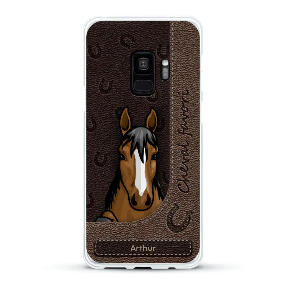 Chevaux curieux aspect cuir - Coque de téléphone personnalisée