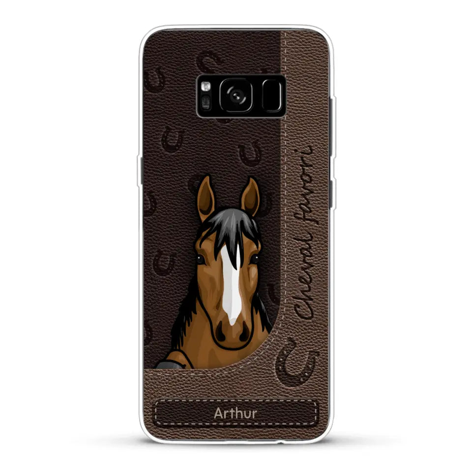 Chevaux curieux aspect cuir - Coque de téléphone personnalisée