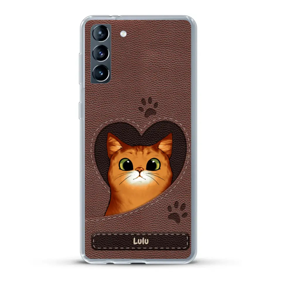 Chats curieux aspect cuir - Coque de téléphone personnalisée