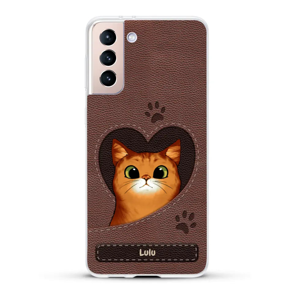 Chats curieux aspect cuir - Coque de téléphone personnalisée