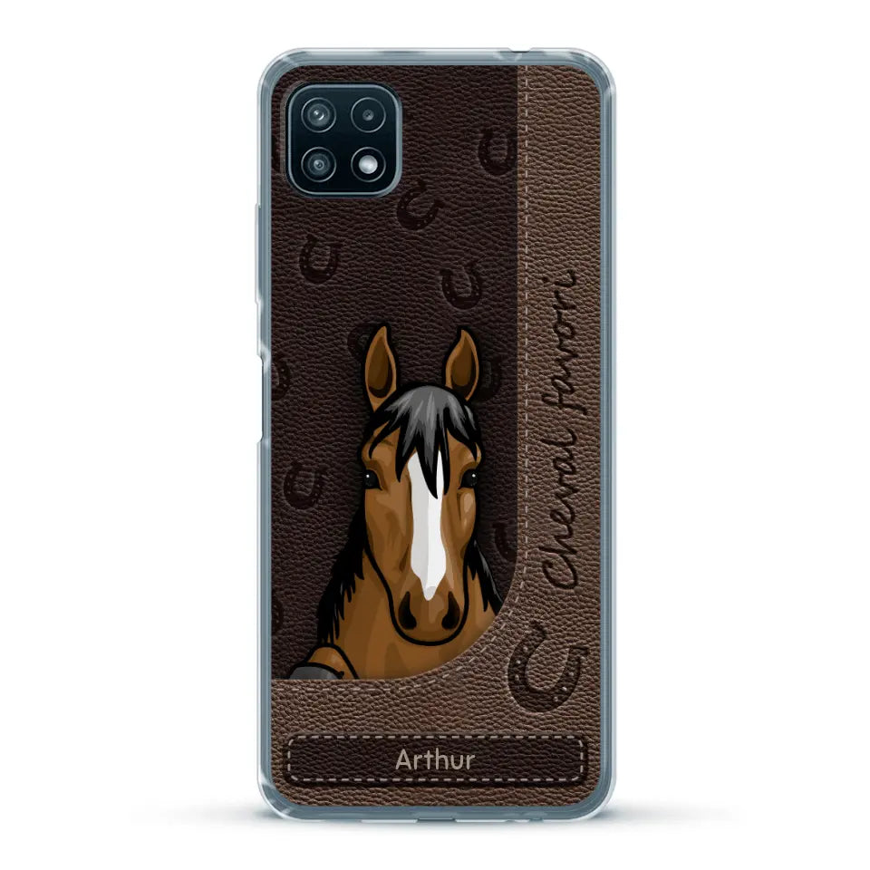 Chevaux curieux aspect cuir - Coque de téléphone personnalisée