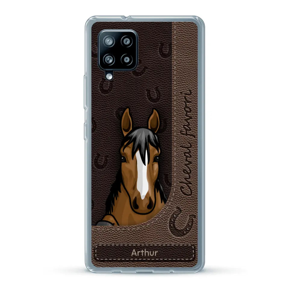 Chevaux curieux aspect cuir - Coque de téléphone personnalisée