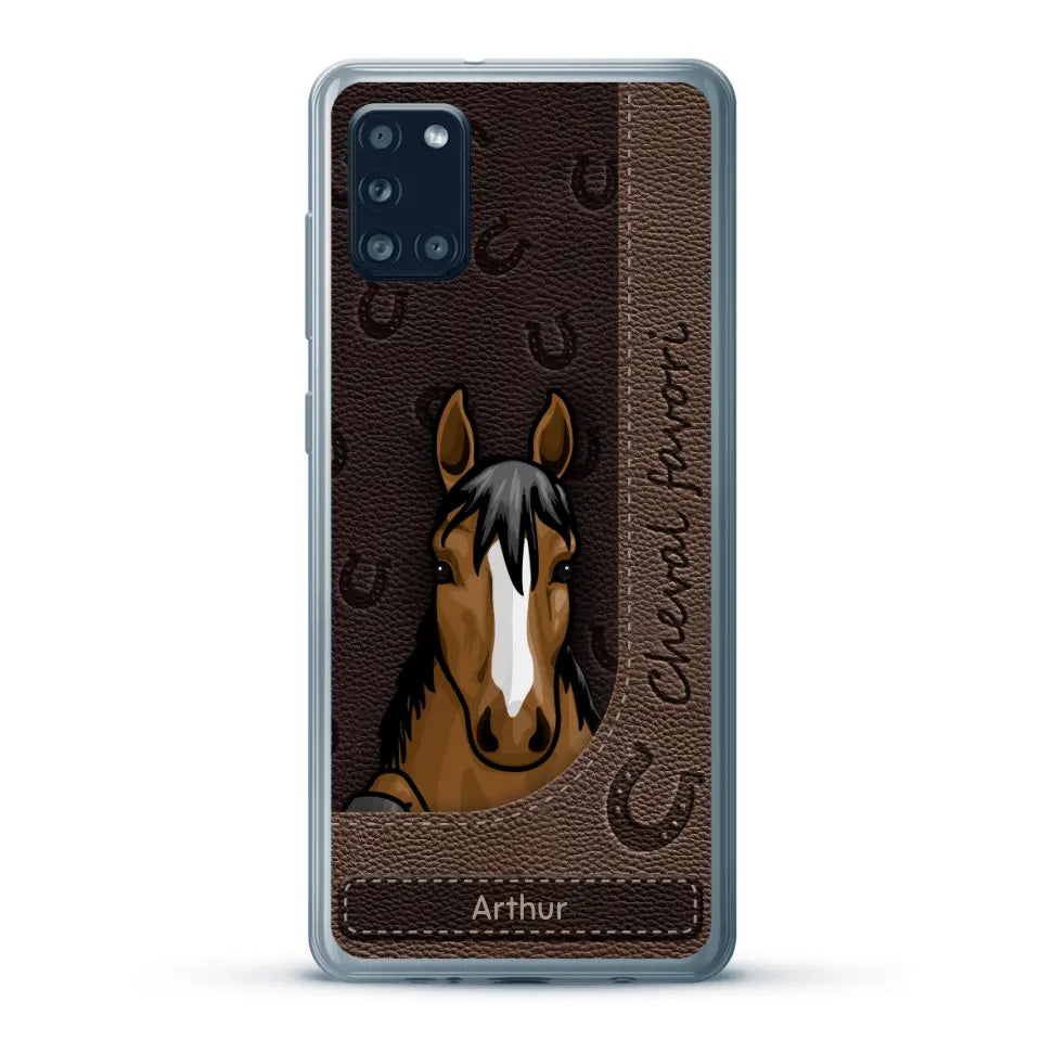 Chevaux curieux aspect cuir - Coque de téléphone personnalisée