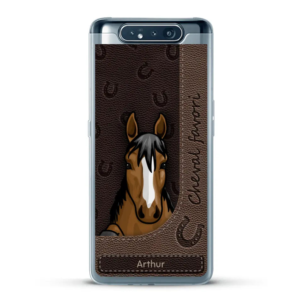 Chevaux curieux aspect cuir - Coque de téléphone personnalisée