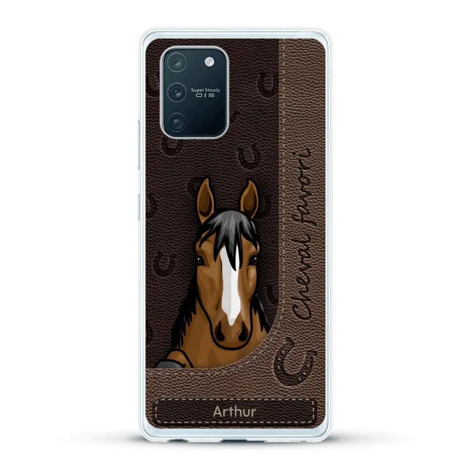 Chevaux curieux aspect cuir - Coque de téléphone personnalisée