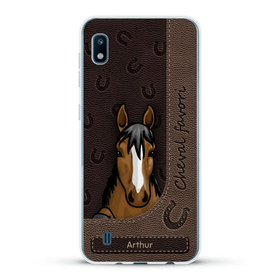 Chevaux curieux aspect cuir - Coque de téléphone personnalisée