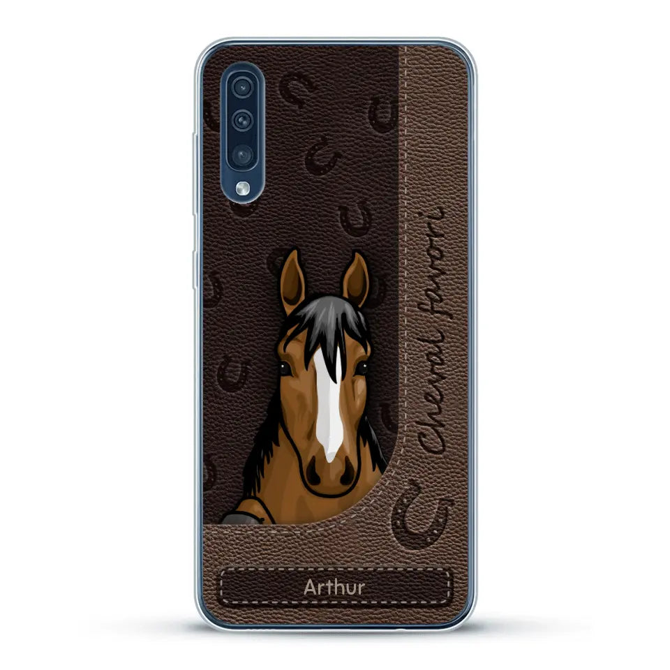 Chevaux curieux aspect cuir - Coque de téléphone personnalisée