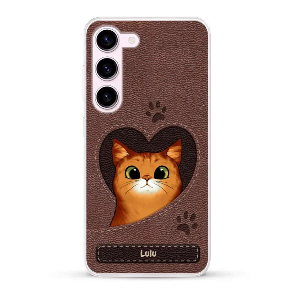 Chats curieux aspect cuir - Coque de téléphone personnalisée