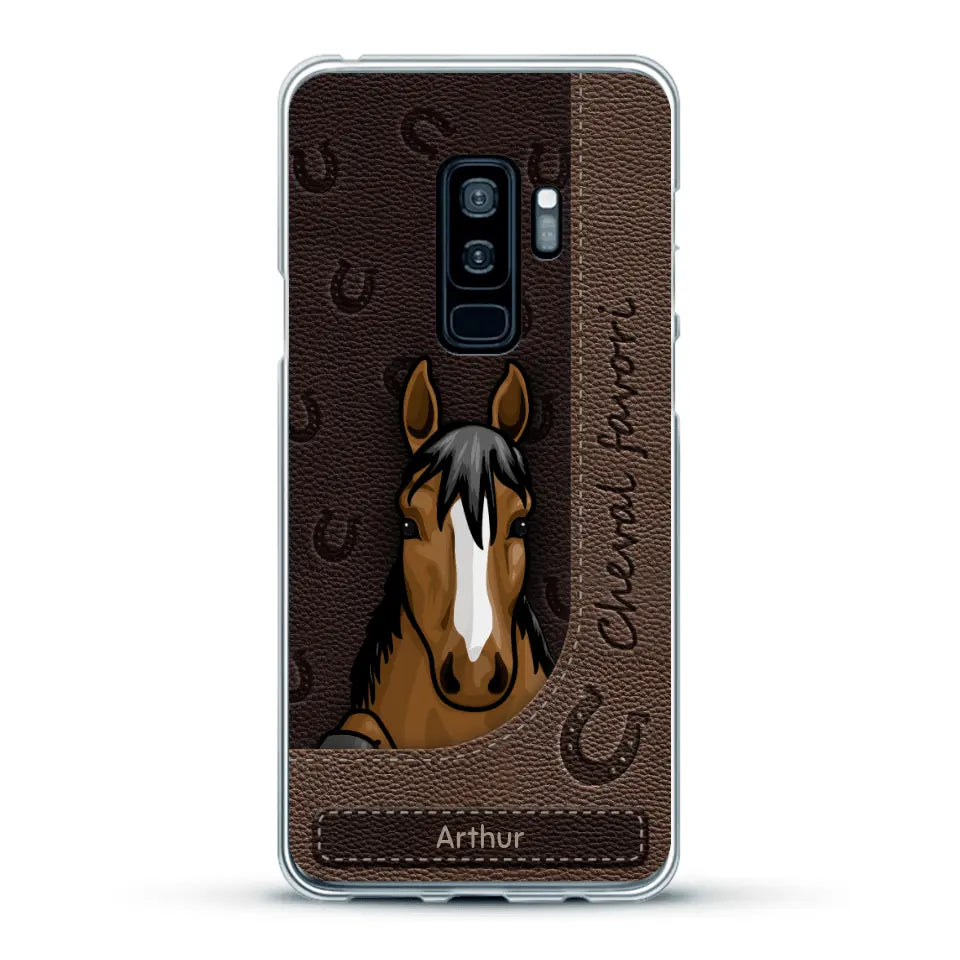 Chevaux curieux aspect cuir - Coque de téléphone personnalisée