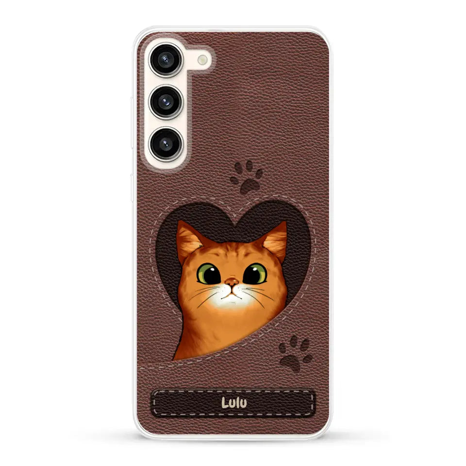 Chats curieux aspect cuir - Coque de téléphone personnalisée