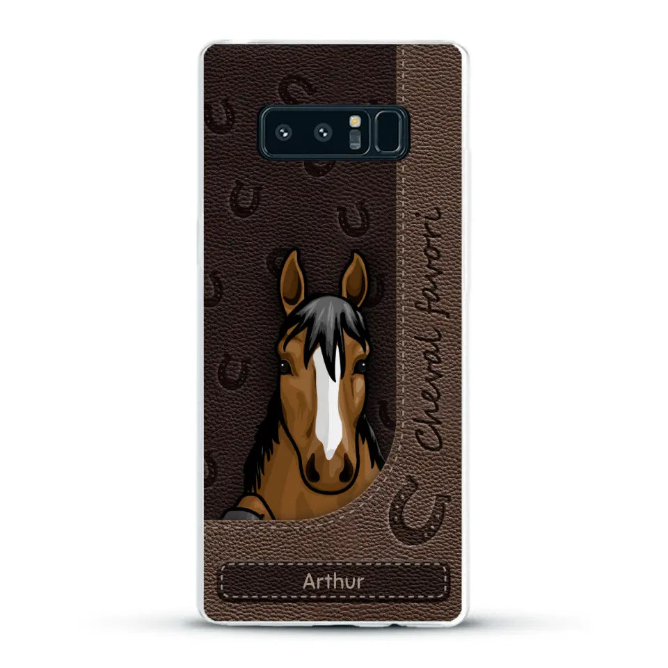 Chevaux curieux aspect cuir - Coque de téléphone personnalisée