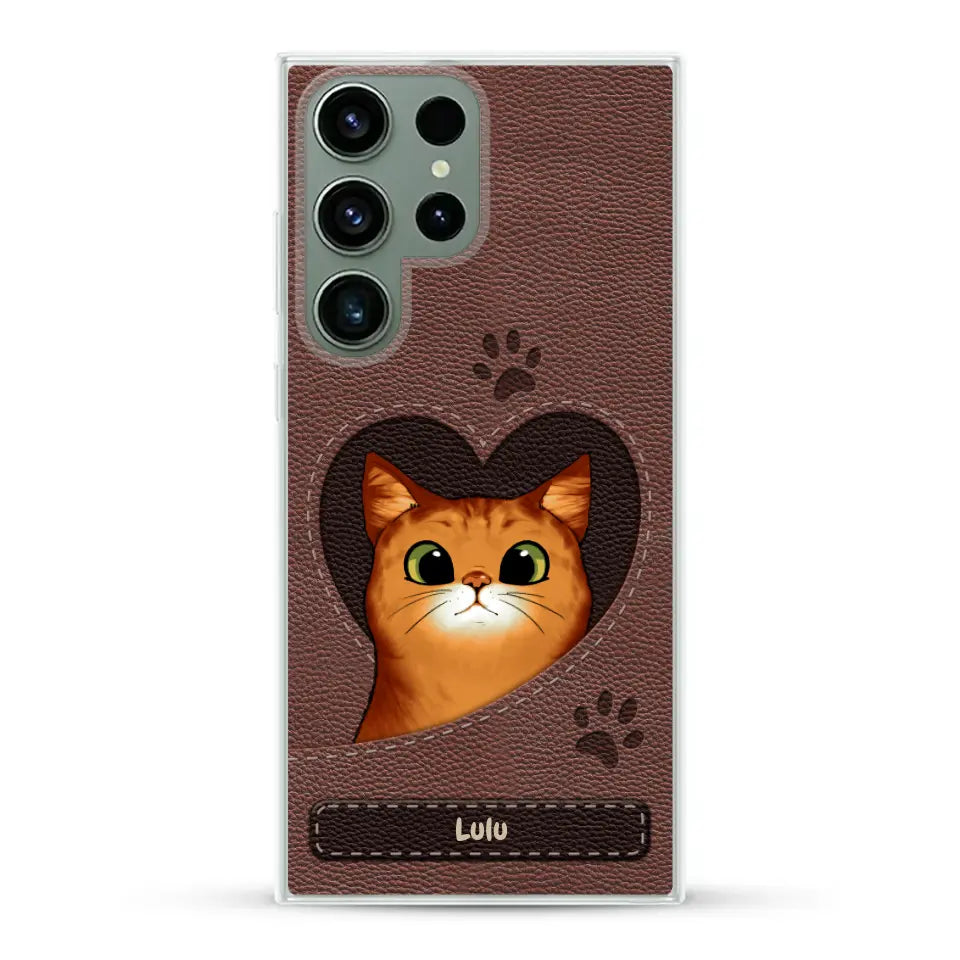 Chats curieux aspect cuir - Coque de téléphone personnalisée