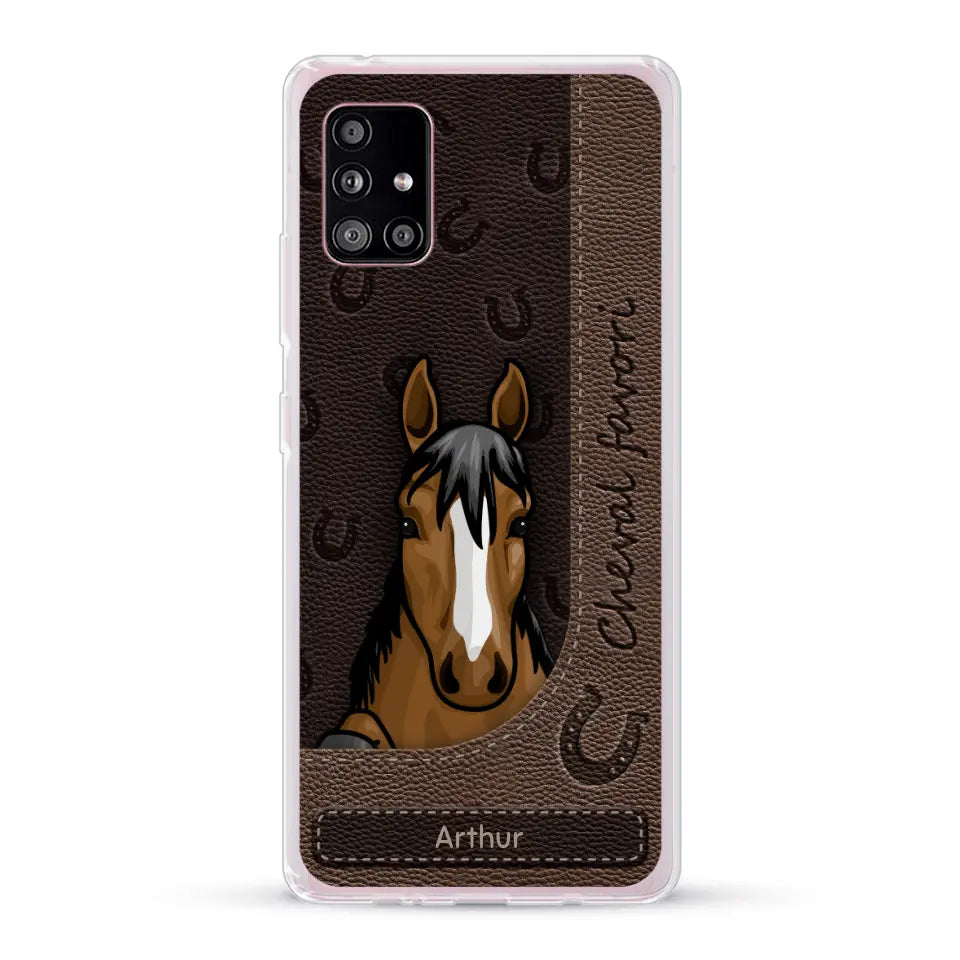 Chevaux curieux aspect cuir - Coque de téléphone personnalisée