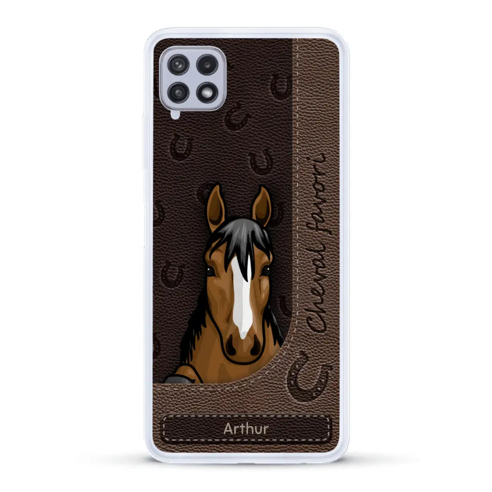 Chevaux curieux aspect cuir - Coque de téléphone personnalisée