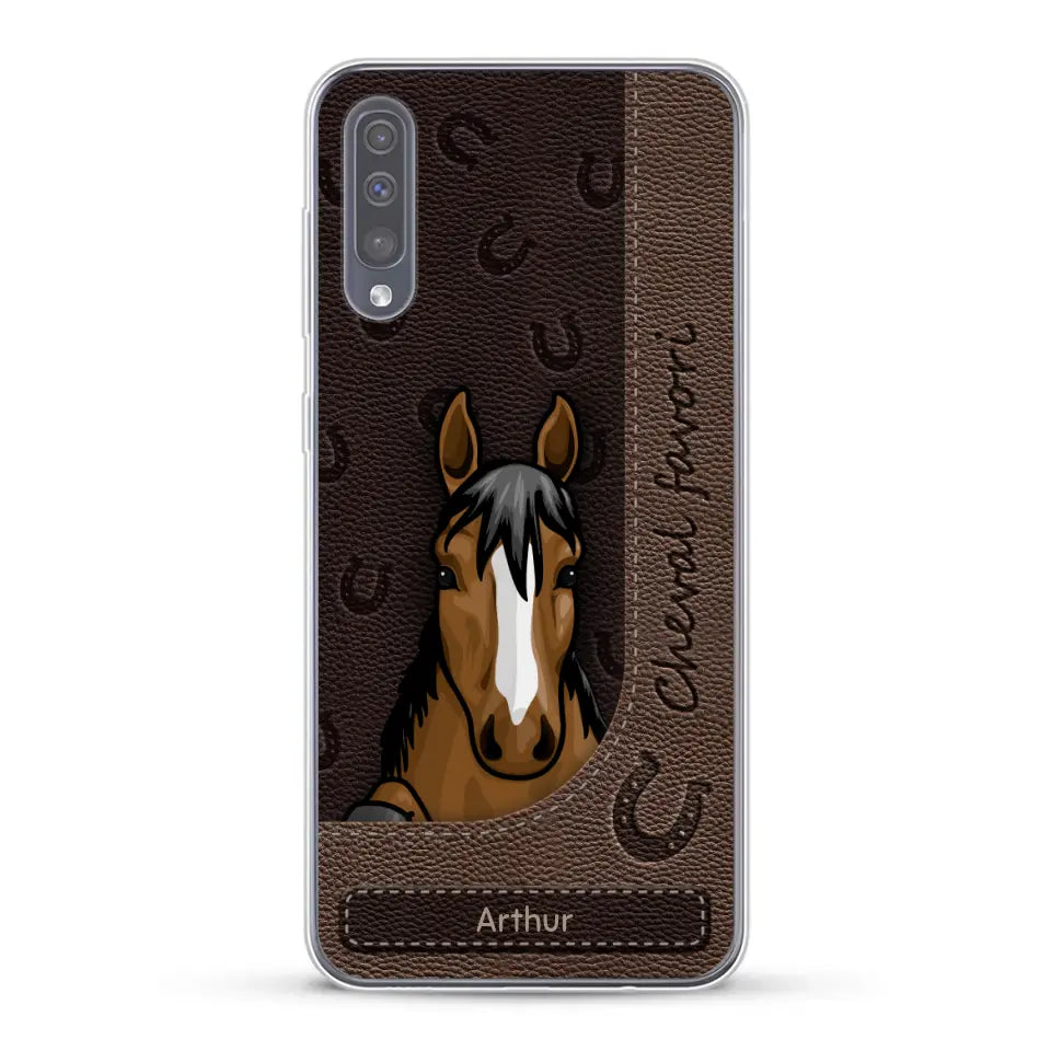 Chevaux curieux aspect cuir - Coque de téléphone personnalisée