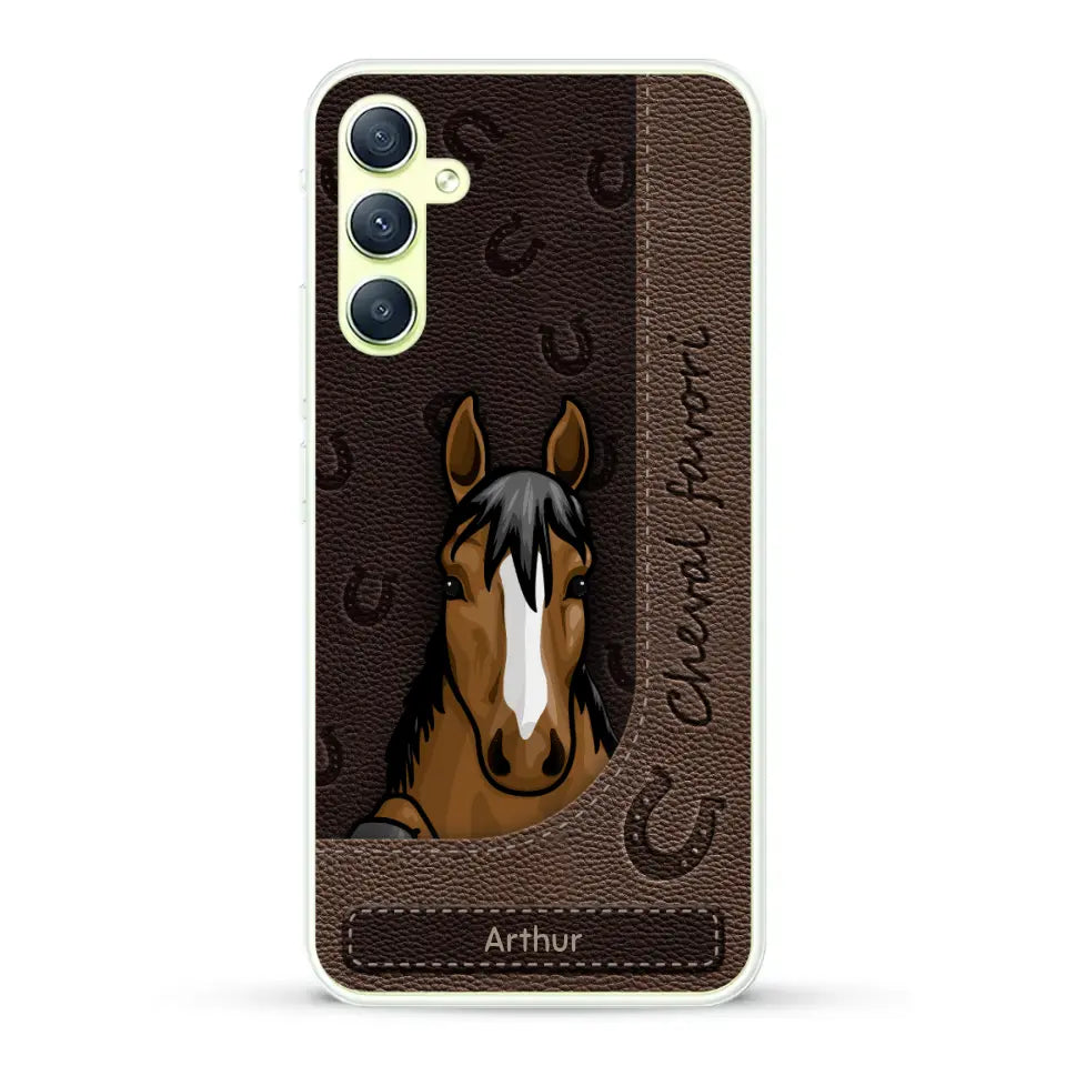 Chevaux curieux aspect cuir - Coque de téléphone personnalisée