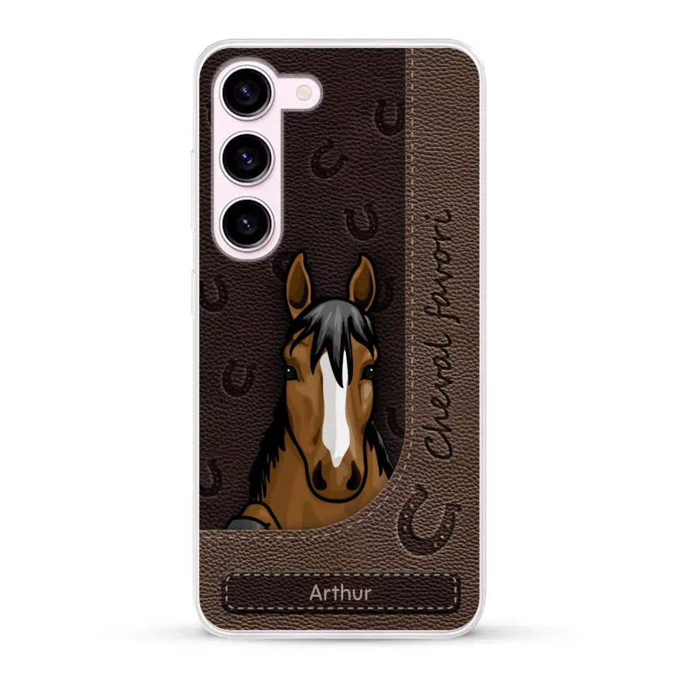 Chevaux curieux aspect cuir - Coque de téléphone personnalisée
