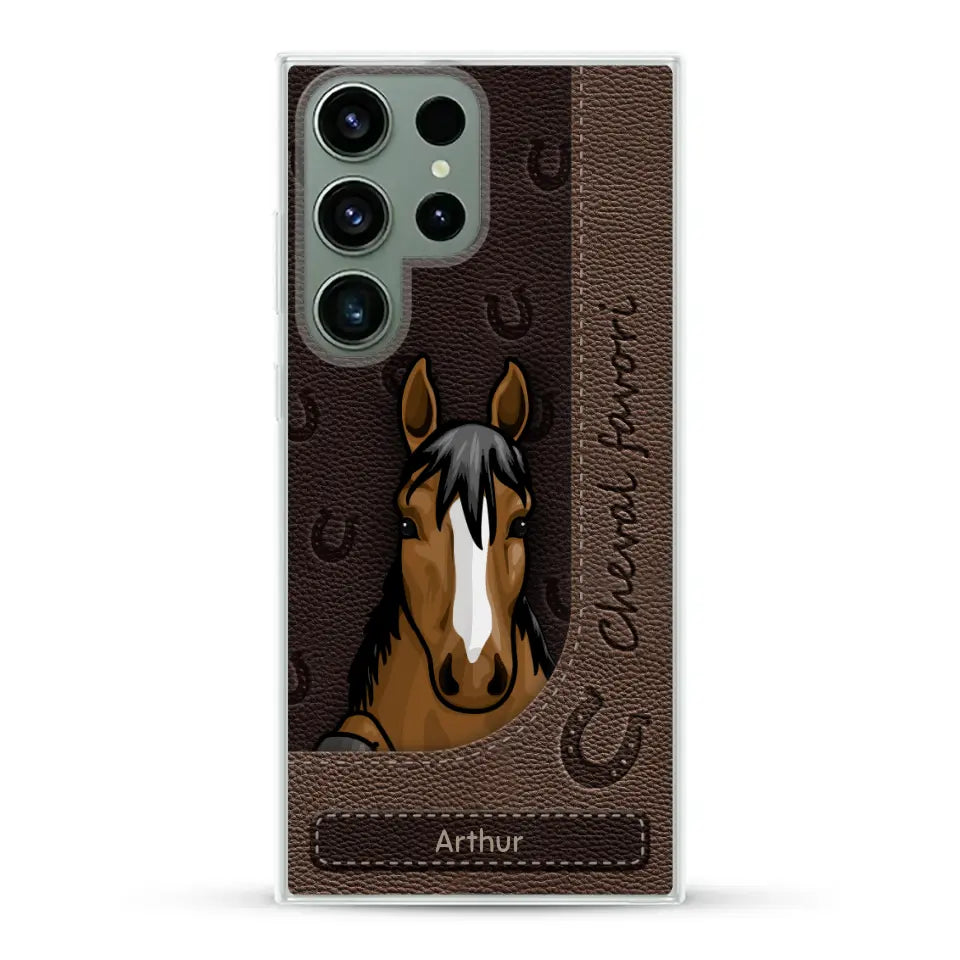 Chevaux curieux aspect cuir - Coque de téléphone personnalisée