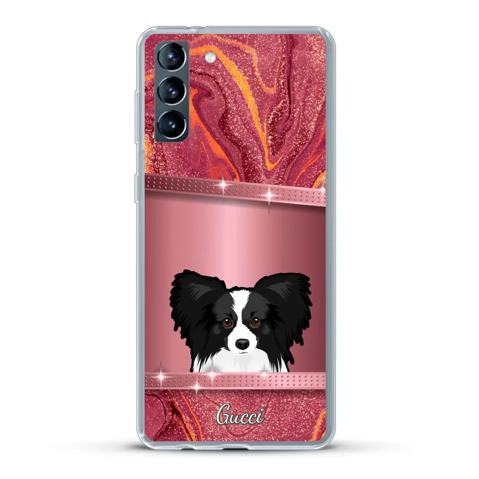 Chiens curieux aspect pailleté - Coque de téléphone personnalisée