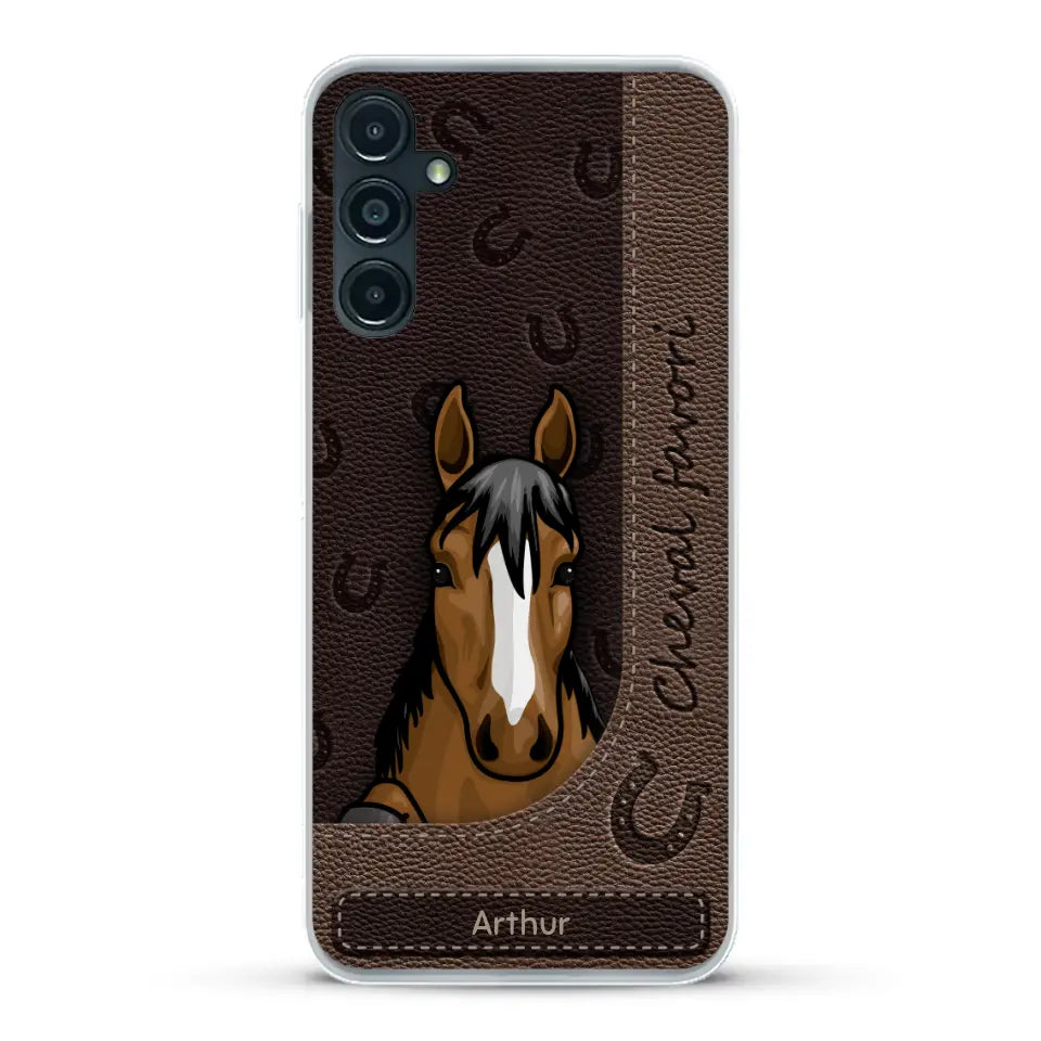 Chevaux curieux aspect cuir - Coque de téléphone personnalisée