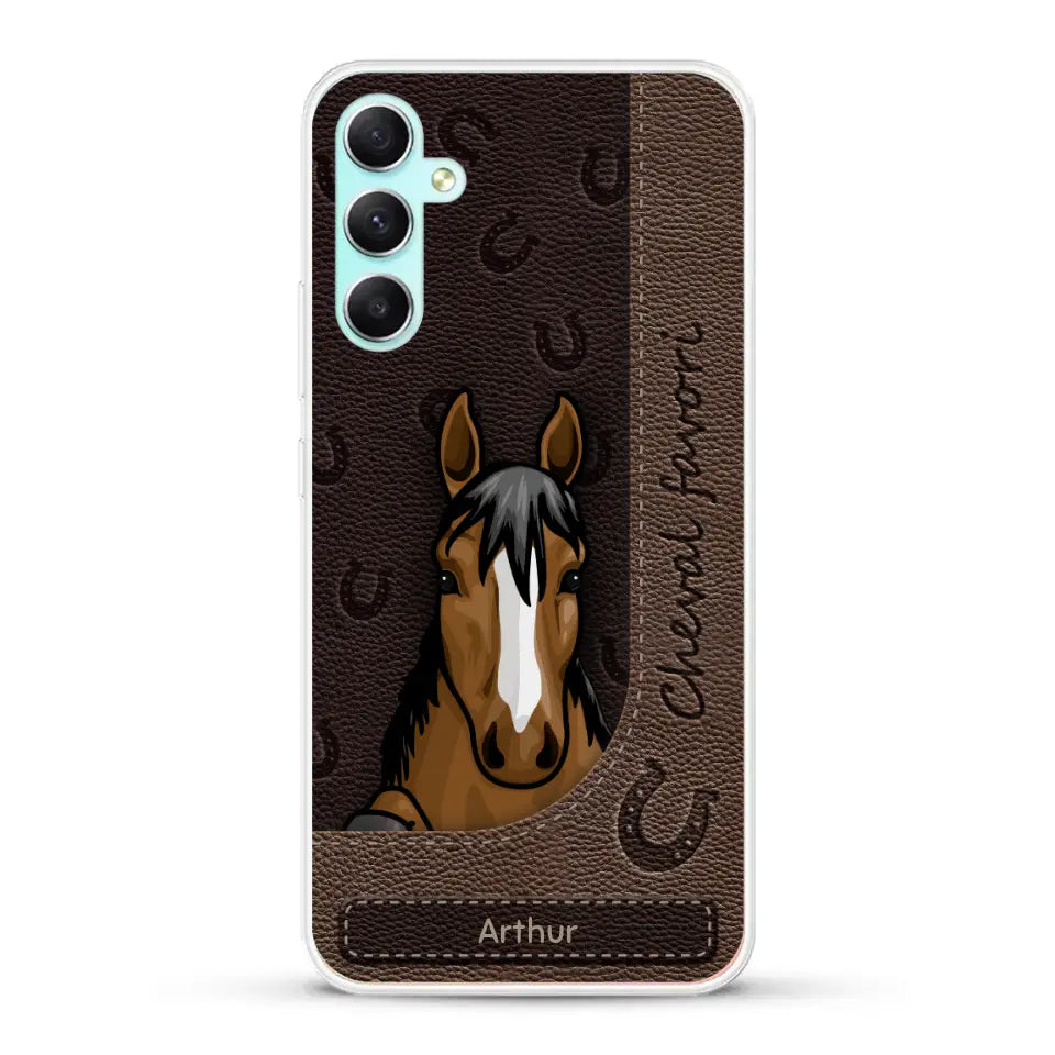 Chevaux curieux aspect cuir - Coque de téléphone personnalisée