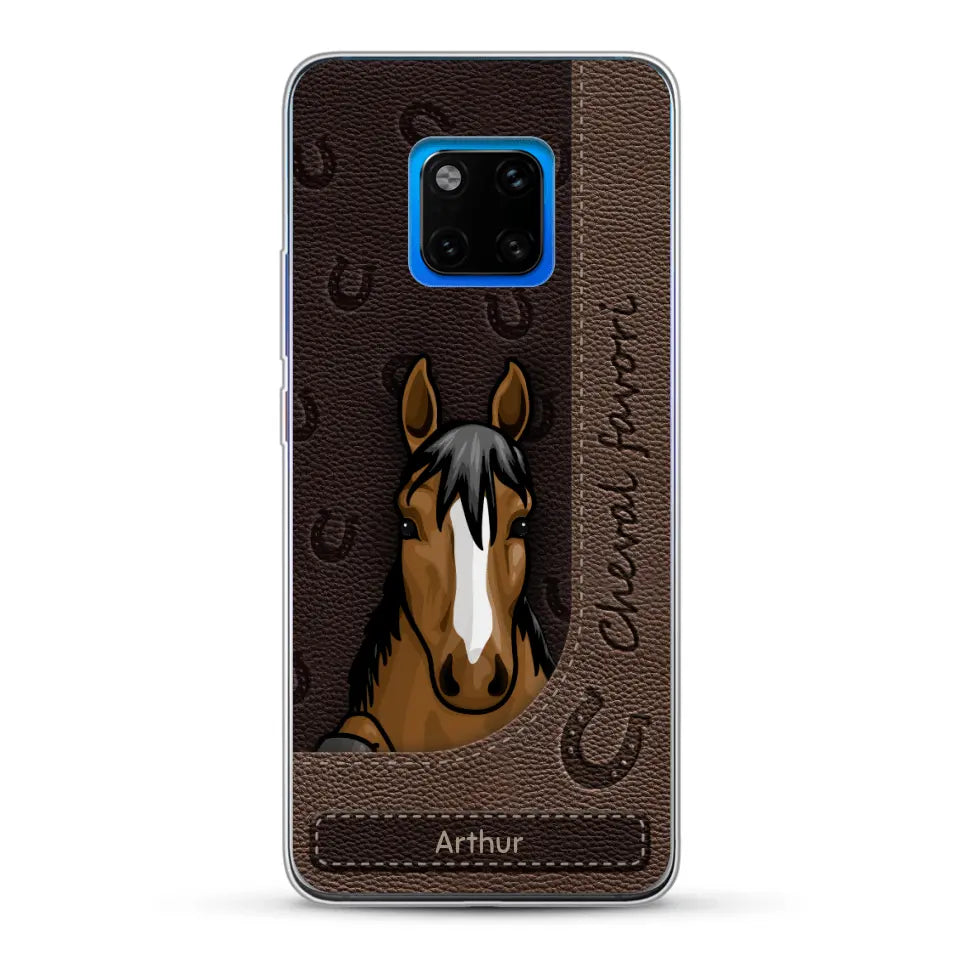 Chevaux curieux aspect cuir - Coque de téléphone personnalisée