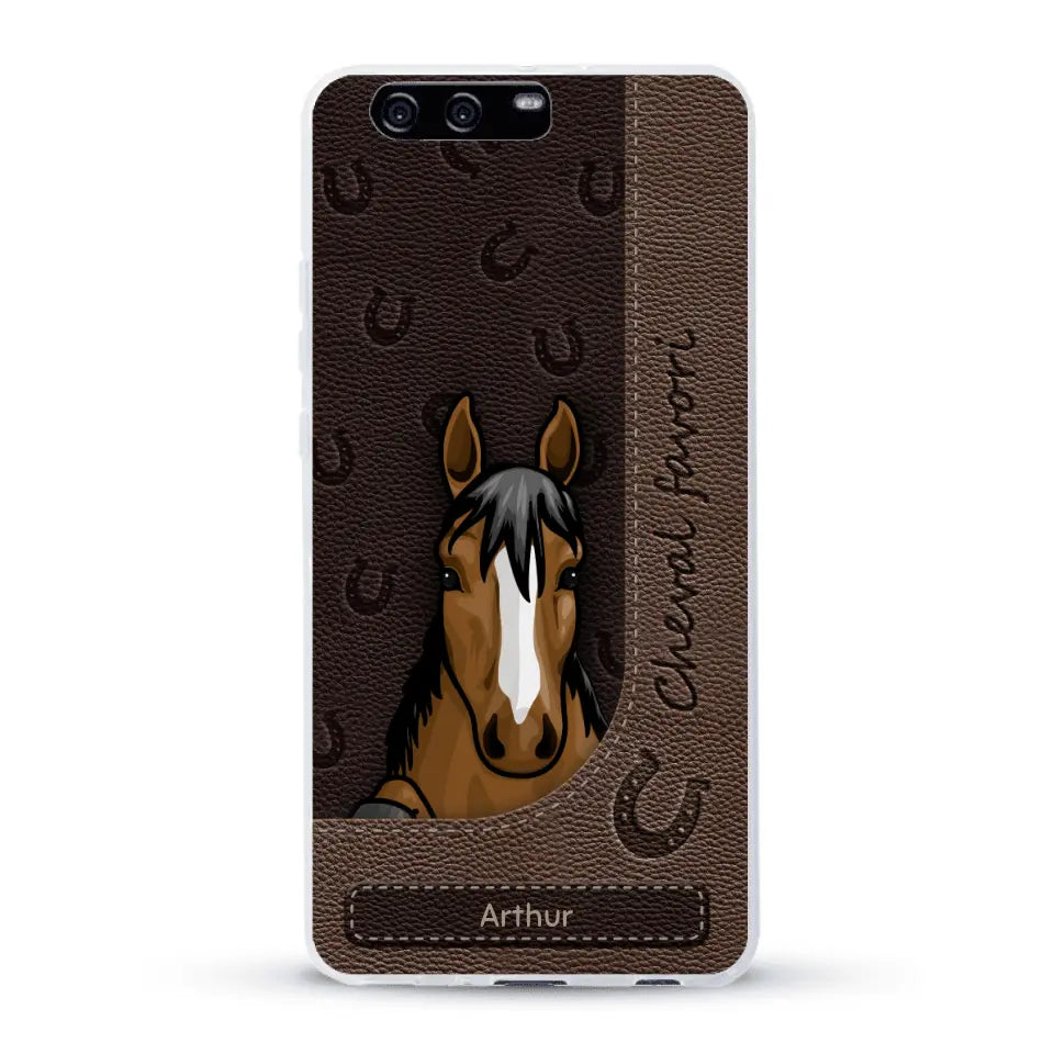 Chevaux curieux aspect cuir - Coque de téléphone personnalisée