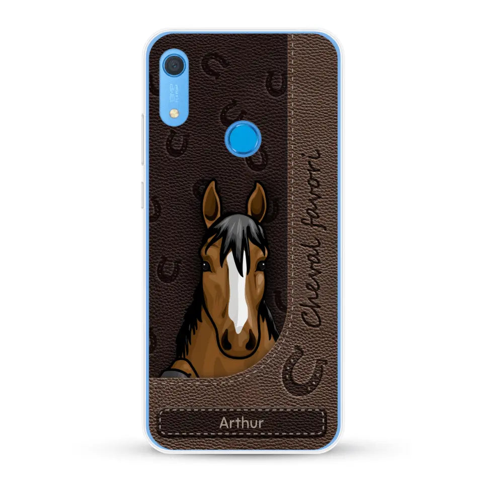 Chevaux curieux aspect cuir - Coque de téléphone personnalisée