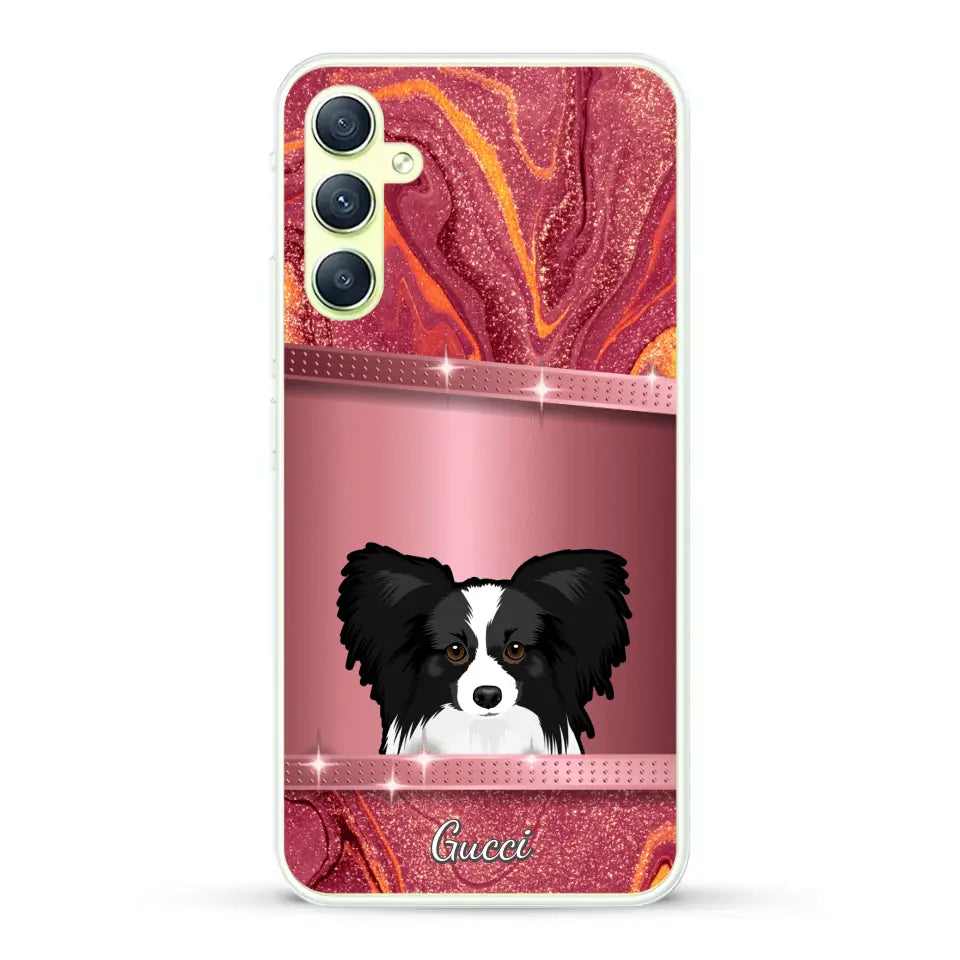 Chiens curieux aspect pailleté - Coque de téléphone personnalisée