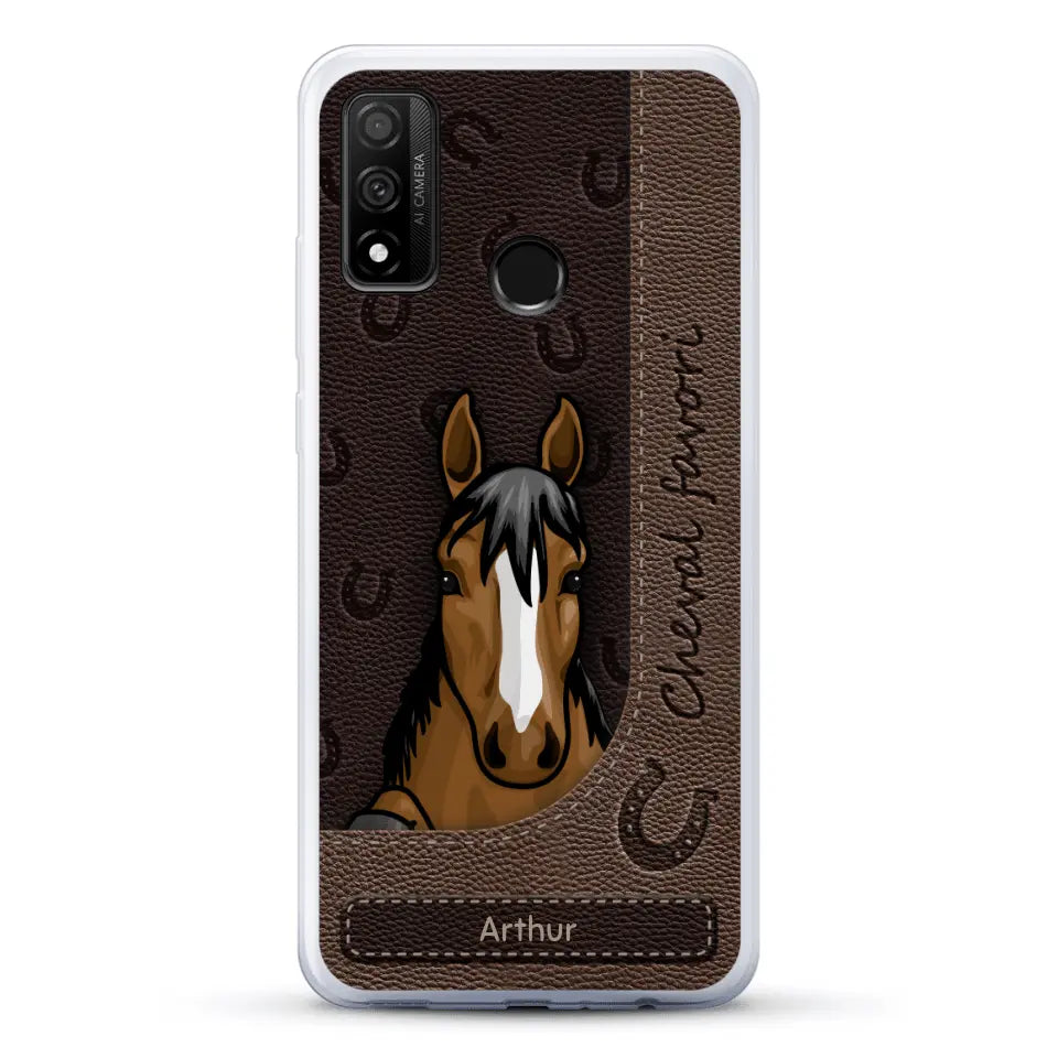 Chevaux curieux aspect cuir - Coque de téléphone personnalisée