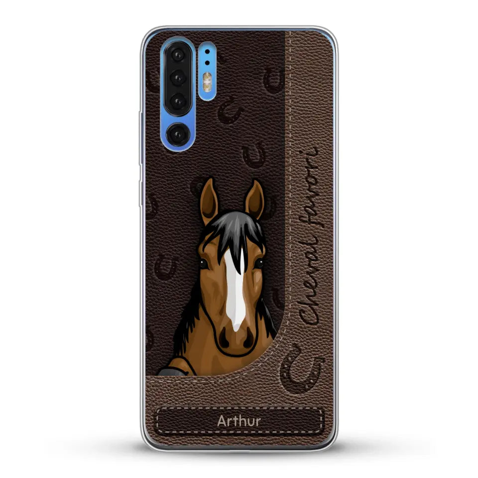 Chevaux curieux aspect cuir - Coque de téléphone personnalisée