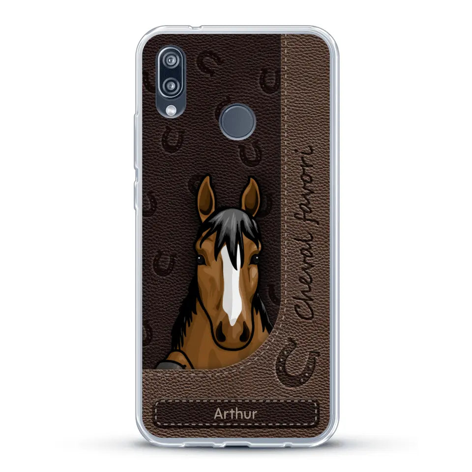 Chevaux curieux aspect cuir - Coque de téléphone personnalisée