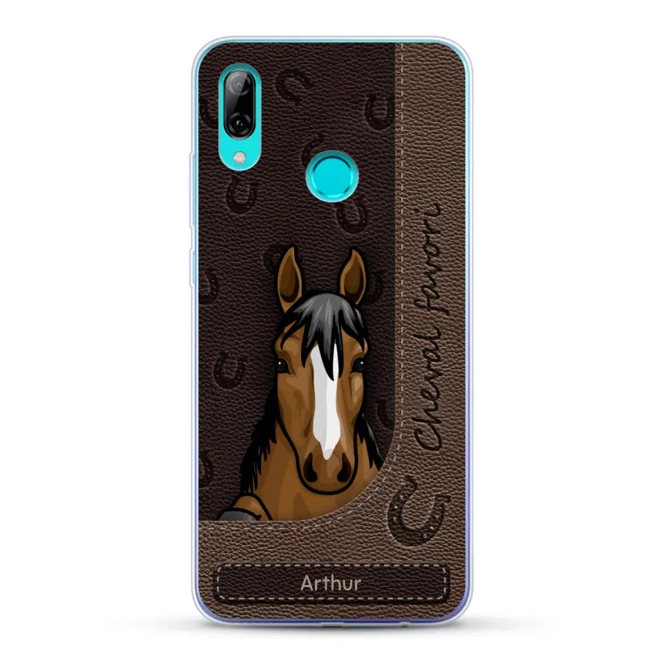 Chevaux curieux aspect cuir - Coque de téléphone personnalisée