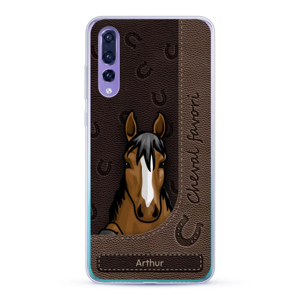 Chevaux curieux aspect cuir - Coque de téléphone personnalisée