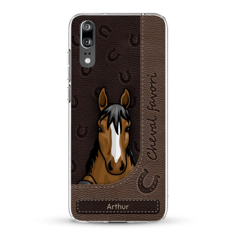 Chevaux curieux aspect cuir - Coque de téléphone personnalisée