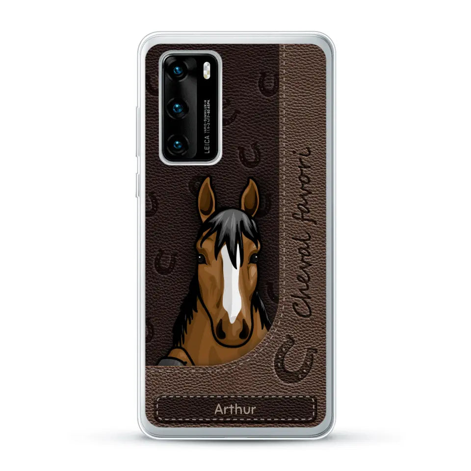 Chevaux curieux aspect cuir - Coque de téléphone personnalisée