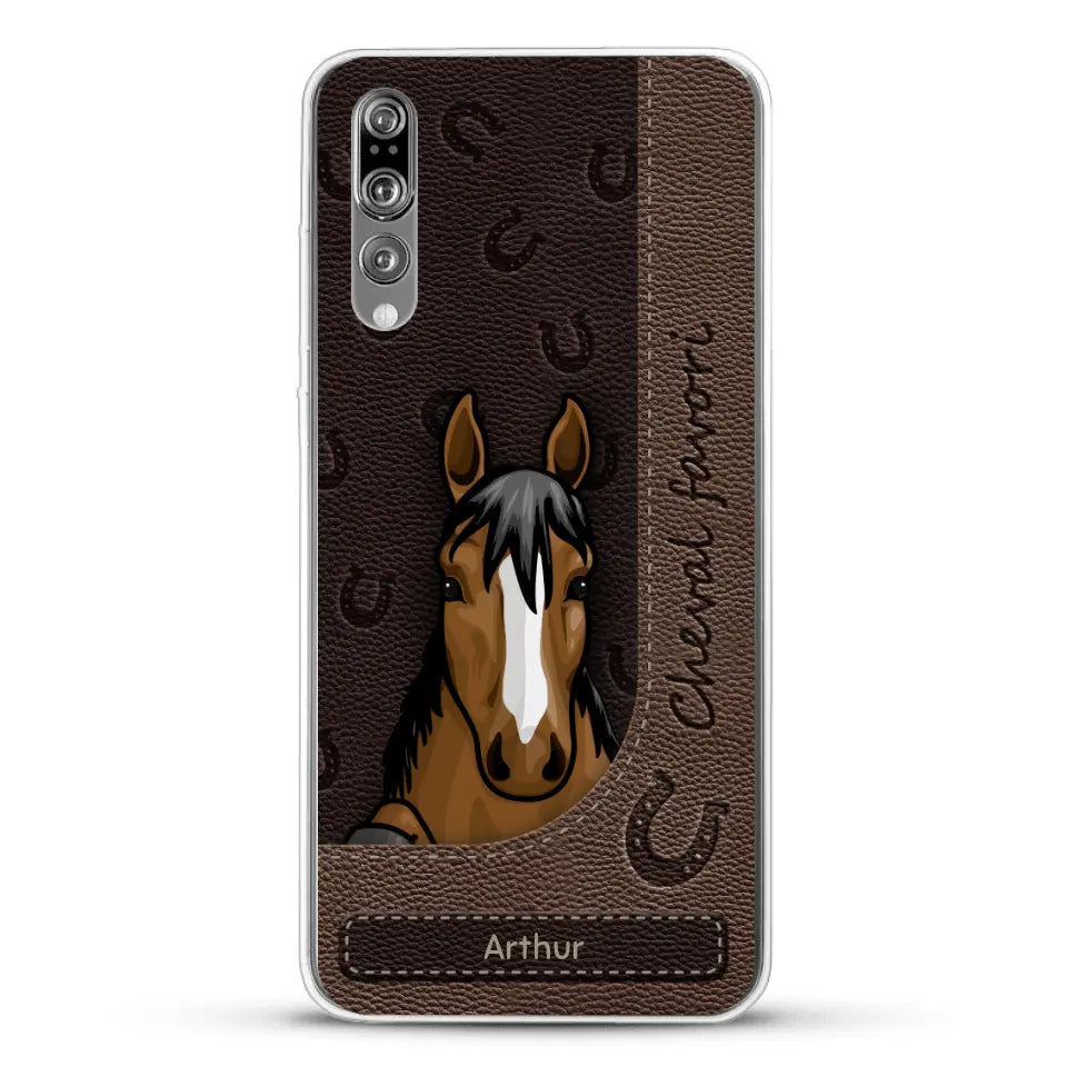 Chevaux curieux aspect cuir - Coque de téléphone personnalisée