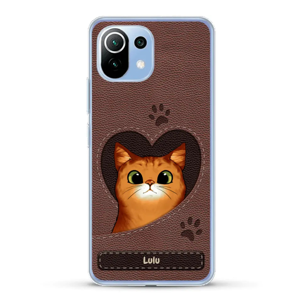 Chats curieux aspect cuir - Coque de téléphone personnalisée