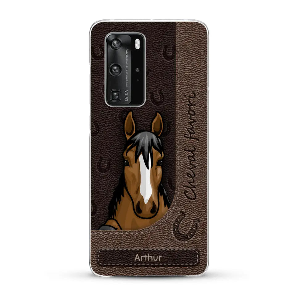 Chevaux curieux aspect cuir - Coque de téléphone personnalisée